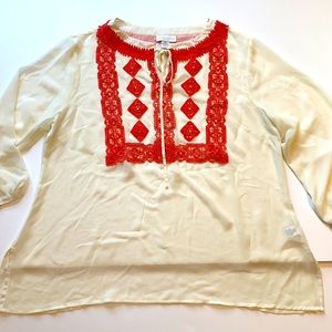 Charter Club Petite Large Sheer Boho Blouse D2